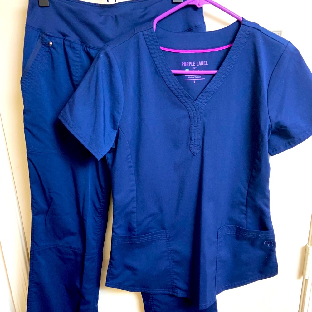 Healing Hands Navy Blue YOGA PANT Scrub Set
